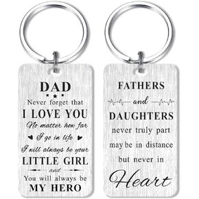 Dad Father's Day Gifts Keychain - I Will Always Be Your Little Girl - Birthday Gifts for Dad from Daughter
