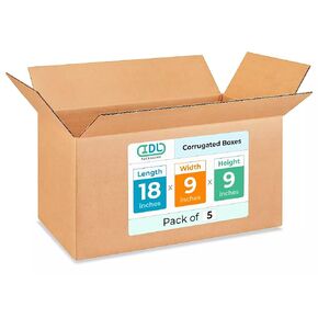 IDL Packaging Long Corrugated Shipping Boxes 18"L x 9"W x 9"H (Pack of 5) - Excellent Choice of Strong Packing Boxes for USPS, UPS, FedEx Shipping - Easy-to-Recycle Cardboard Boxes for Packaging