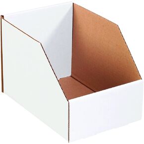 Tape Logic TLBINJ82412 Jumbo Open Top Bin Boxes, 8" x 24" x 12", White (Pack of 25)