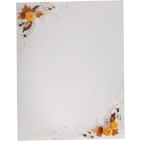 Pumpkins & Leaves Fall Stationery Paper - 60 Sheets Fall Paper for Inkjet/Laser Printers