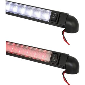 LED Rail Light - Pivoting, 2-Color (White/Red), 12" Lamp, 12 VDC LED Courtesy Convenience lamp, 3-Way on/Off Switch