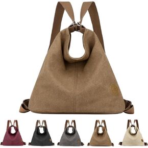 Multi Ways Convertible Canvas Shoulder Bag Tote Purse Backpack Crossbody Bags for Women Trendy Vintage Small Travel