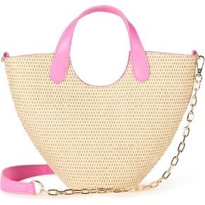 The Drop Women's Jade Straw Tote with Chain Strap