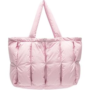 Puffer Tote Bag For Women Luxury Quilted Puffy Handbag Light Winter Shoulder Bag