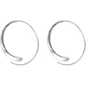 Gold Hoop Earrings 14k Gold Plated Hoop Earrings for Women Girls Large round Pull Through Hoop Earrings High Polished Statement Jewelry Gift