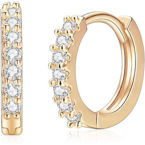 Me&هرتز 14K مطلية بالذهب الوردي تشيكوسلوفاكيا Huggie هوب أقراط أنيقة مستديرة كريستال زركونيا أقراط صغيرة للنساء الفتيات الغضروف لا تسبب الحساسية in Kuwait