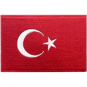 EmbTao Turkey Flag Patch Embroidered National Morale Applique Iron On Sew On Turk Emblem