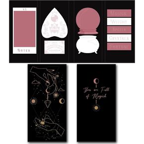 Full of Magick Sticky Note Booklet | 400 Sheets, 10 Pads with 40 Sheets Each - Gothic and Witchy Divider Tabs, Planner, Writing, Memo Pads, Halloween Stationery Gift