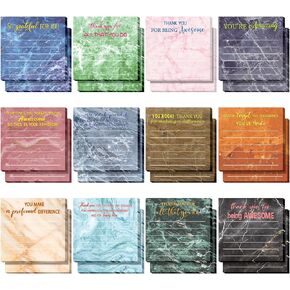 Yinder 24 Pcs Employee Appreciation Sticky Notes Thank You Gifts Bulk End of Year Teacher Gift Mini Pocket Inspirational Notepads for Coworker Graduation School Office Supply 3 x 3''(Marble)