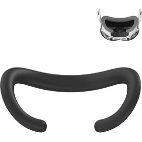 Geekria Silicone Face Pad Cover Compatible with Vision Pro, Washable Anti-Leakage Cushion Pad Mask, Original Headset Replacement Accessories, VR Headset Face Shield (Black)