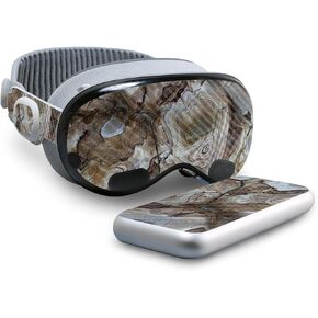 Carbon Fiber Skin Compatible with Apple Vision Pro - Brown Marble - Premium 3M Vinyl Protective Wrap Decal Cover - Easy to Apply | Crafted in The USA by MightySkins