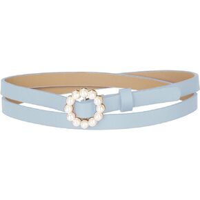 Allegra K Womens Plus Size Waist Belts Pearl Narrow Leather Adjustable Belt for Jeans Dresses Pants