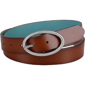 Levi's Women's Two-in-One Reversible Twisted Centerbar Casual Leather Jean Belt Flip-to-Reverse Buckle