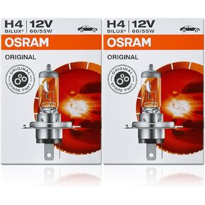 Osram H4 HB2 9003 64193 BILUX Original Standard Halogen Bulb 12V 60/55W 3200K P43t Made in Germany/Pack of 2