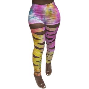 Yeshire Women's High Waisted Cutout Ripped Skinny Leggings Yoga Active Pants