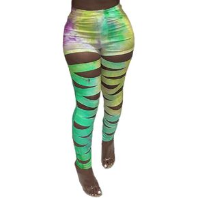 Yeshire Women's High Waisted Cutout Ripped Skinny Leggings Yoga Active Pants in Kuwait