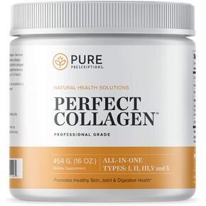 Pure Hydrolyzed Multi Collagen Peptides Protein Powder Supplement - Types I, II, III, V, X - 5 Types of Grass Fed, Wild Caught Food Sourced Collagen with Vitamin C - 16 oz Pouch - Flavorless