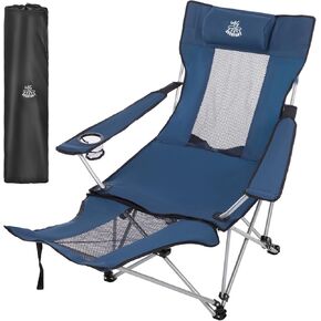 كرسي التخييم DEERFAMY مع مسند للقدمين، سعة وزن تصل إلى 260 رطلاً، 600D أكسفورد مستلق أرجل كرسي التخييم قابلة للطي مع مسند الرأس وحاملي الأكواب وحقيبة تخزين خارجية in Kuwait