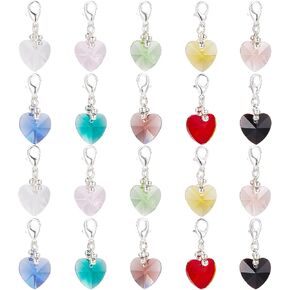 SUNNYCLUE 1 Box 50Pcs Stitch Markers Crochet Stitch Marker Cute 0.2/pc Crystal Heart Bead Charms Clip On Removable Lobster Clasp Charm Locking Knitting Markers for Weaving Sewing Knit Quilting