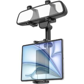 Rear View Mirror Tablet Holder for Car, [Flexible Arm] Truck Rearview Mirror Tablet Mount, 360° Rotatable Car Rearview Mirror Tablet Phone Holder for iPad Pro, Galaxy, 4.7-12.9" Device