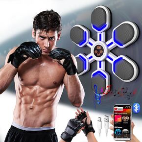Music Boxing Machine with Boxing Gloves - Wall Mounted Smart Bluetooth Music Boxing Trainer, Electronic Boxing Target Training Punching Equipment for Home