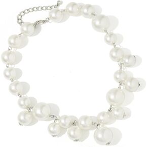Pearl Necklaces for Women Chunky Pearl Necklaces Exaggerated Large Pearl Necklaces Statement Big Pearl Choker Necklace Ball Wedding Party Pearl Jewelry Gifts
