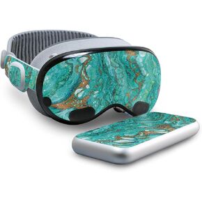 Glossy Glitter Skin Compatible with Apple Vision Pro - Turquoise Ripple - Premium 3M Vinyl Protective Wrap Decal Cover - Easy to Apply | Crafted in The USA by MightySkins