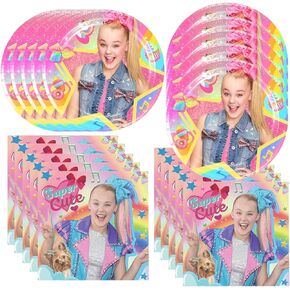 40Pack Jojo Siwas birthday Party Supplies include 20 plates, 20 napkins for the Jojo party decoration