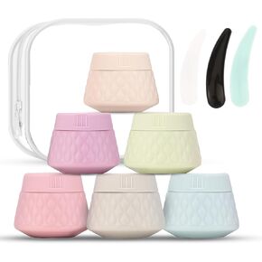 DHQH Travel Containers For Toiletries,Travel Silicone Cream Jars,TSA Approved Travel Size Containers,Leak-proof Travel Essentials/Accessories With Lids for Cosmetic Makeup Face Cream.(6 Pack)