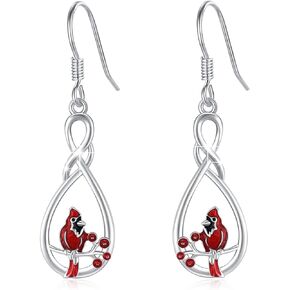 Cardinal Earrings for Women Girls 925 Sterling Silver Cardinal Dangle Drop Earrings Bird Earrings Cardinal Jewelry Gifts for Women Girls