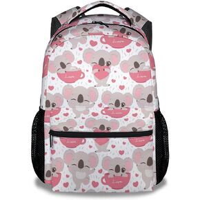 Kids School Backpack for Boys Girls, 16" Green Backpacks for School, Cute Koala Pattern Large Capacity Bookbag for Primary School
