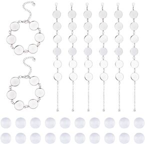 DICOSMETIC 8Pcs Cabochon Bracelet Making Kit Base Bangle Blank Settings Stainless Steel Bracelet Bezel Settings with Glass Cabochons for Jewelry DIY Making, Tray: 10mm