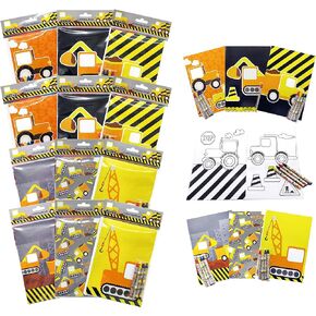 Tiny Mills Construction Trucks Coloring Book with Crayons Party Favors, 12 Coloring Books and 48 Crayons Birthday Party Supplies ConstructionParty Favor Bag Fillers