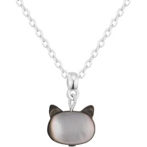 Black Cat Mother of Pearl Silver or 14k Gold Plated Necklace