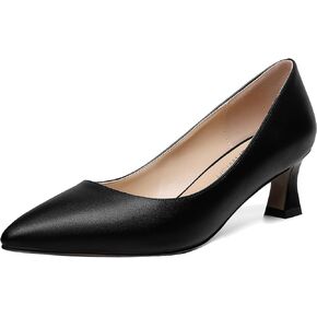 ROSERWISH Womens Pointed Toe Office Casual Elegant Matte Slip On Spool Kitten Low Heel Pumps Shoes 2 Inch