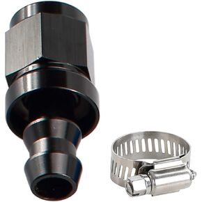 Straight Female -4 AN to 1/4" Push Lock Hose End Barb Fitting Aluminum Black with Clmap