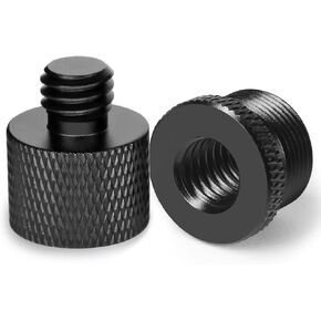 Mic Stand Adapter 5/8 Female to 3/8 Male and 3/8 Female to 5/8 Male Screw Adapter Thread for Microphone Stand Mount to Camera Tripod Adapter 2 Pack (Red)