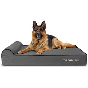 The Dog’s Bed Orthopedic Headrest Dog Bed Large Black Plush 40x25, Memory Foam, Pain Relief for Arthritis, Hip & Elbow Dysplasia, Post Surgery, Lameness, Veterinary Approved, Waterproof Washable Cover