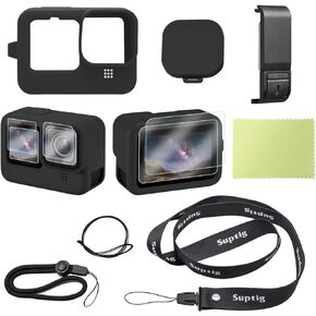 Suptig Protective Case, Silicone Case Compatible for Gopro Hero 12/ Hero 11/ Hero 10/Hero 9 Black (Blue), RSX-428