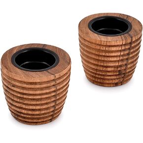 مجموعة حامل شموع من خشب أكاسيا مكونة من قطعتين لعيد الميلاد، والديكور، والزفاف، والحفلات، وأعياد الميلاد، وتزيين العطلات (3 بوصة × 3 بوصة × 2.5 بوصة) in Kuwait