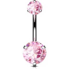 OUFER Titanium Belly Button Rings, Pink Belly Rings for Women, Cute Navel Piercing jewelry, 14G Long Belly Piercing Jewelry Internal Thread