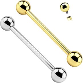 Titanium Industrial Barbell Cartilage Earring Body Piercing Jewelry 35mm 38mm Gold