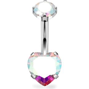 14G Astm F136 Titanium Internally Threaded Belly Button Ring Piercing Jewelry Cubic Zirconia Navel Rings Stud Belly Barbell Piercing Jewelry for Women Men 10MM Belly Bars