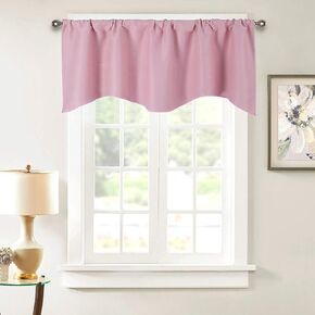 vctops Solid Blackout Curtain Valance for Kitchen/Bedroom Rod Pocket Scalloped Valance Short Curtain Panels (52"x18",Light Grey)