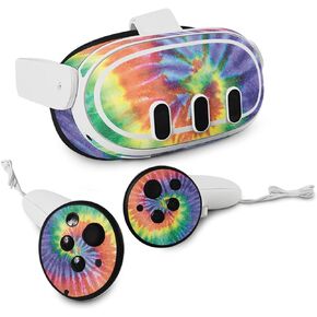 MightySkins Glossy Glitter Skin Compatible with Meta Quest 3 - Tie Dye Spiral | Protective, Durable High-Gloss Glitter Finish | Easy to Apply