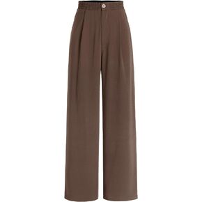 CIDER Solid High Waist Pleated Wide Leg Trousers