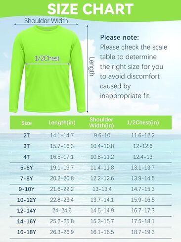 Youth Neon Shirts Dry Fit Long Sleeve Athletic T-Shirts Boys Girls UPF 50+ Quick Dry Neon Shirt for Kids 2T to Youth in Saudi Arabia