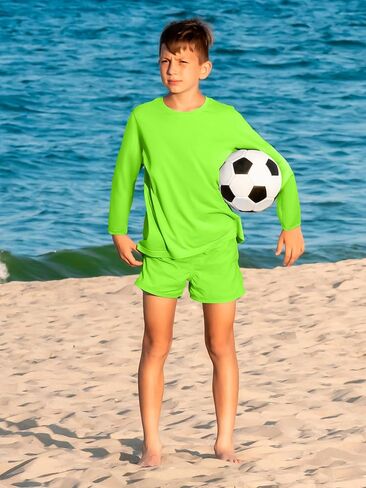 Youth Neon Shirts Dry Fit Long Sleeve Athletic T-Shirts Boys Girls UPF 50+ Quick Dry Neon Shirt for Kids 2T to Youth in Saudi Arabia