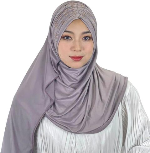 جاهز لارتداء الحجاب للنساء عمامة إسلامية فورية ناعمة جيرسي وشاح حجاب طويل إسلامي كامل التفاف الرأس in Kuwait