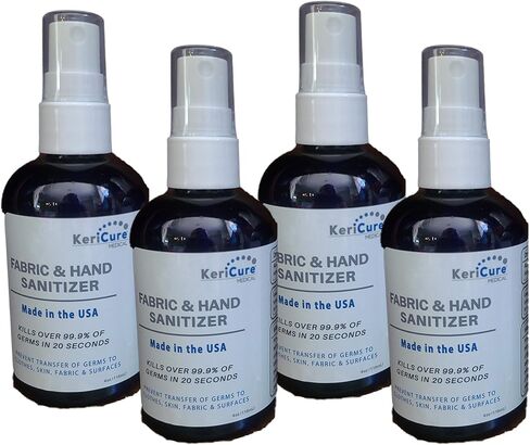 Medical 4 PACK Hand Sanitizer Sprays, Safe for Clothes, Hands and Skin, Fragrance Free, Vegan, 70% Alcohol, Woman Owned Small Business, Made in the USA in Saudi Arabia